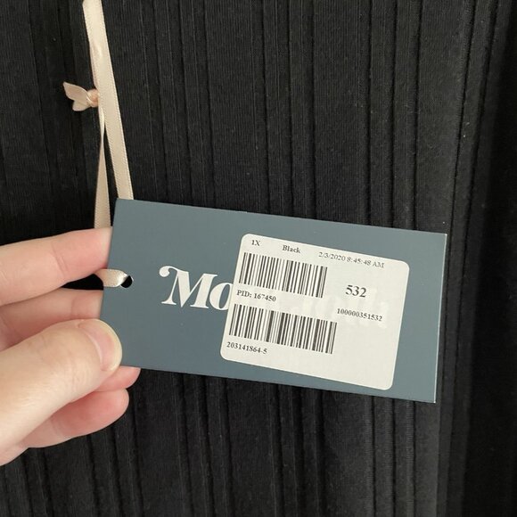 ModCloth Women 1X Black Stretch Bateau So Beautiful Ribbed Short Sleeve Top NWT - Picture 8 of 12